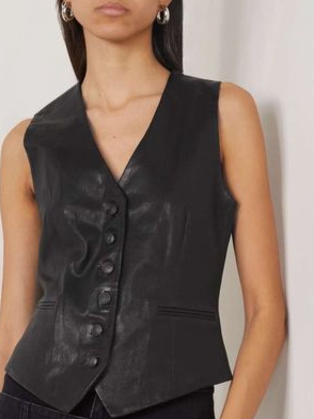 Unisex 80's/90's  Western Moto Biker Leather Vest in Black